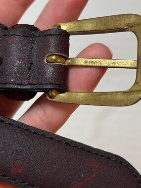 Vintage Deep Red Brown Leather Belt Ribco USA Brass Buckle 38 95 Rugged Gorpcore